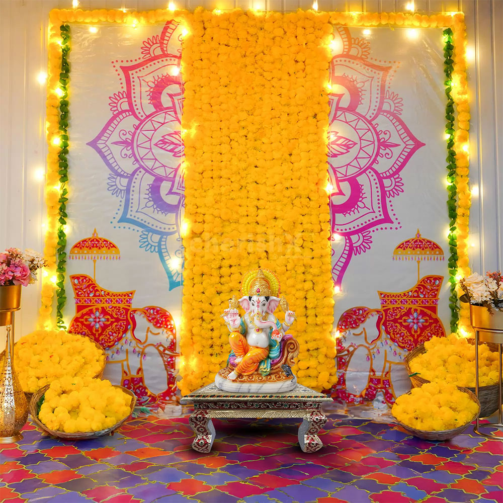 27 Best Trending Ganesh Chaturthi Decoration Ideas for home 2019 | Ganesh  chaturthi decoration, Ganpati decoration design, Ganpati decoration at home