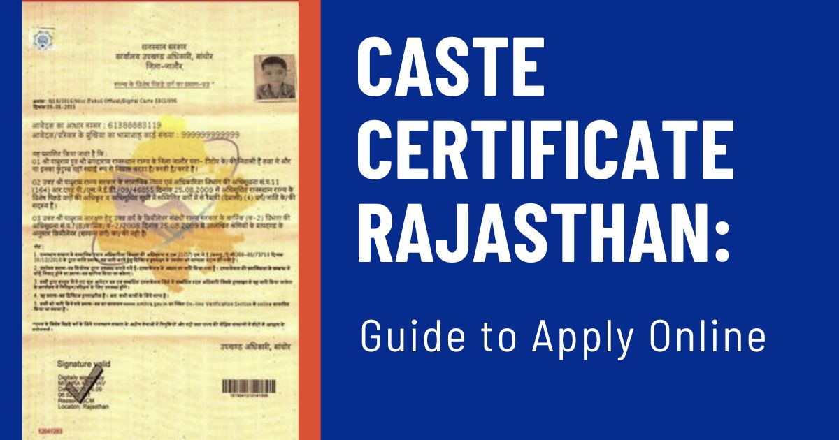 Caste Certificate Rajasthan apply online